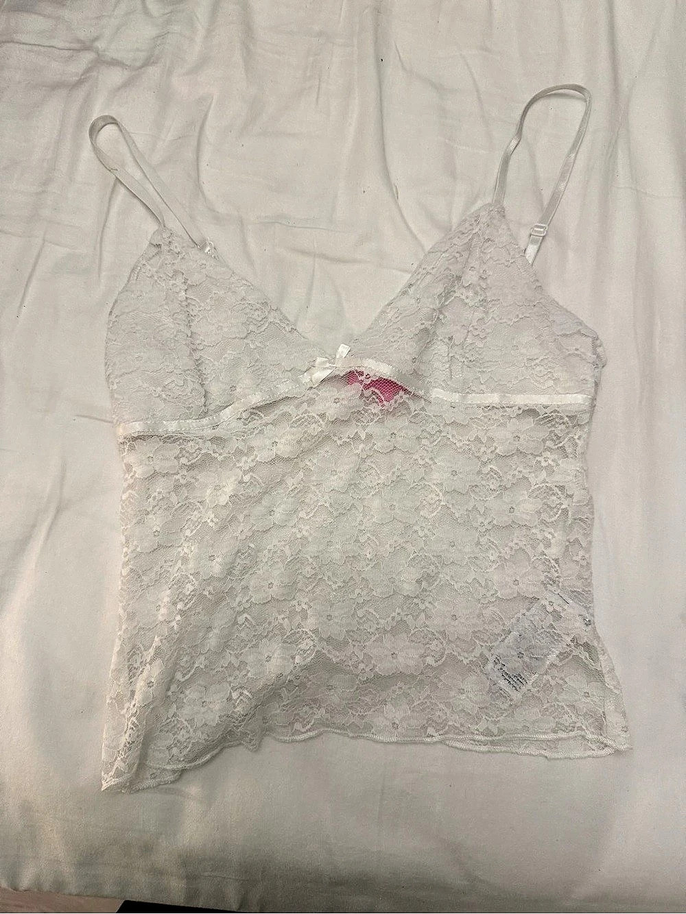 Edikted Floral Lace Camisole in White Size Medium